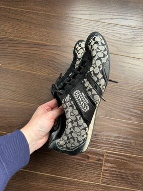 Coach Black and Cream Monogram Runner Sneakers